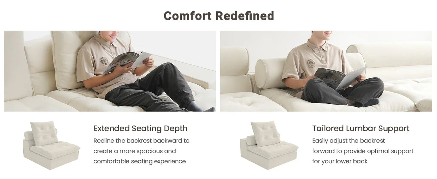 Modular Cloud Sectional Couch Oversized Down Filled Sofa Couches with Chaise Ottoman Adjustable Backrest Couch For Living Room