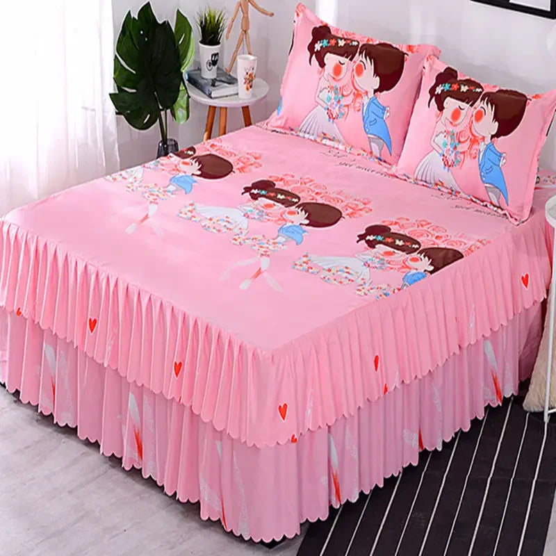 Bedroom Flat Sheets Bed Printed Fashion Modern Queen King Size Washed Cotton Comfortable Bedding Mattress Cover Bedspread New