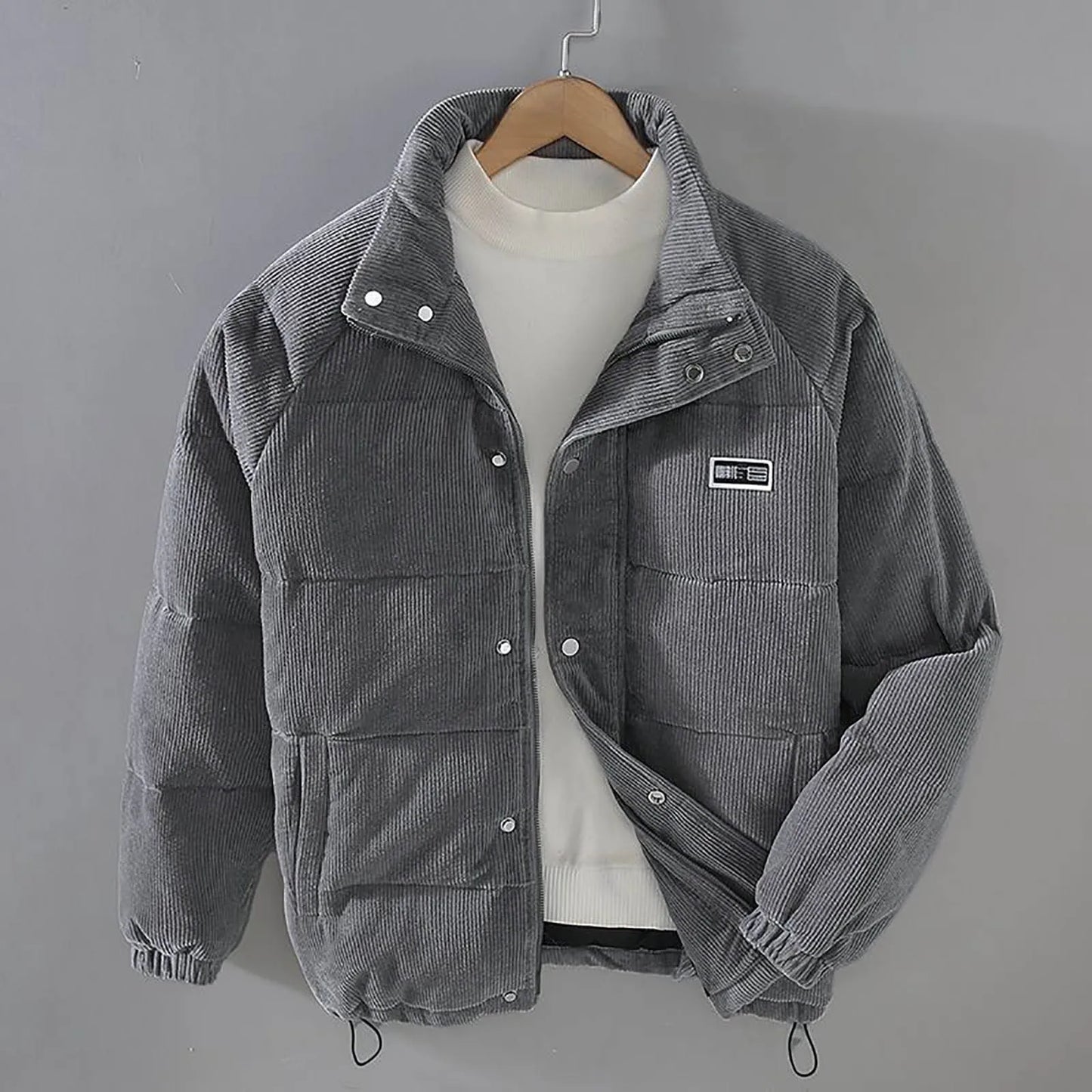 Men’s Winter Corduroy Fleece Jacket .Warm Cotton Padded Casual Coat