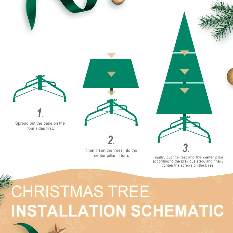 7FT Pre-Lit Artificial Christmas Tree with 400 Warm White LED Lights, 1,375 Tips & PVC/PE Mixed Branches . Premium Holiday Tree