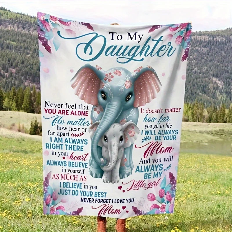 My Daughter Elephant Love Flannel Blanket