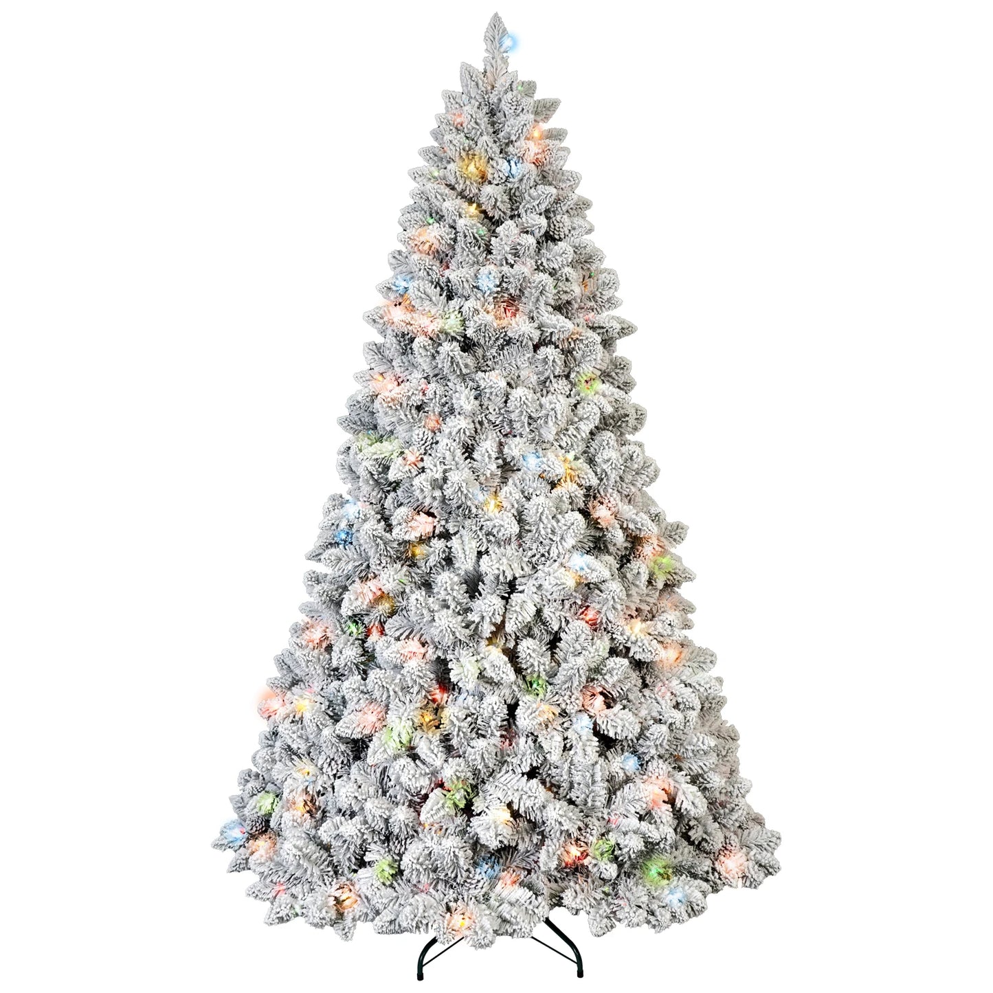 FT Pre-Lit Snow-Flocked Artificial Christmas Tree .Premium Mixed PVC Branches with Warm Holiday Lighting