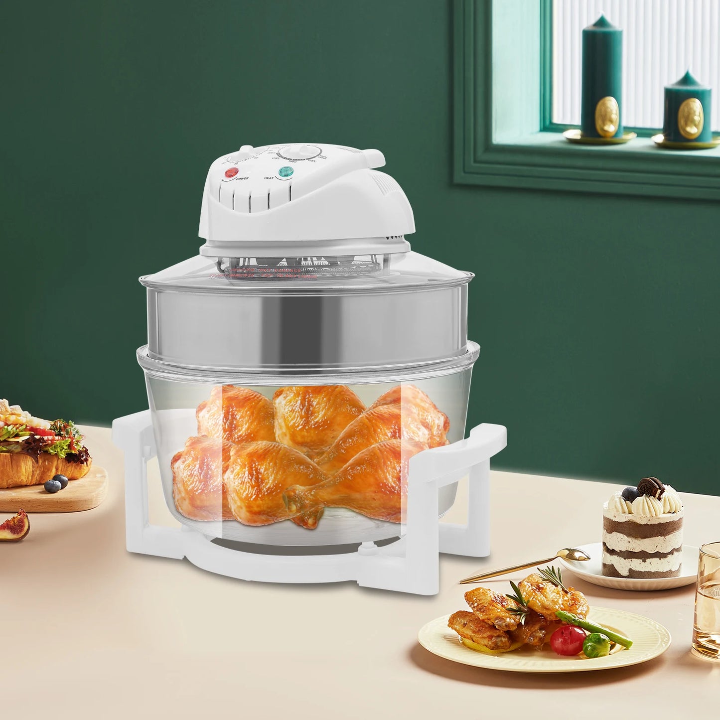 17.96QT Large Capacity Digital Air Fryer Oven 1200W–1400W with 360° Hot Air Circulation
