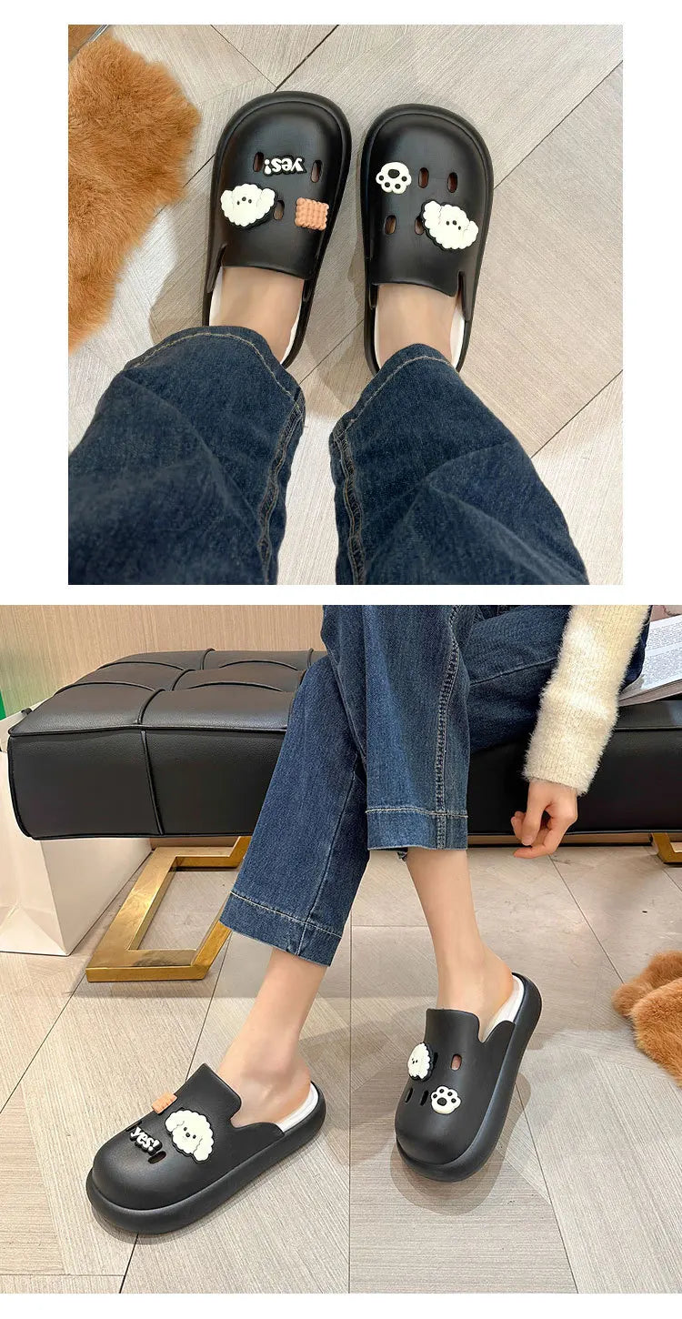 Cute Dog Cartoon Plush House Slippers for Men and Women