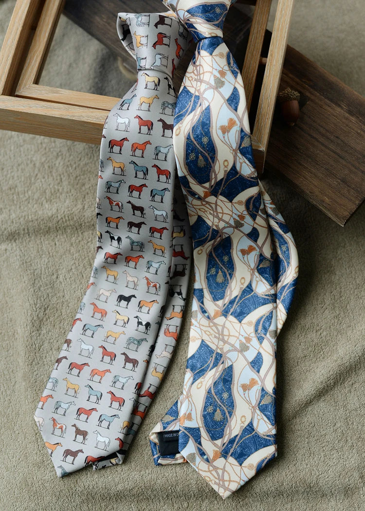 8cm Width New Design Printed Neckties Retro Anchor Animal Green Brown Neck Ties For Men Daily Wear Shirt Tuxedo Accessories Gift
