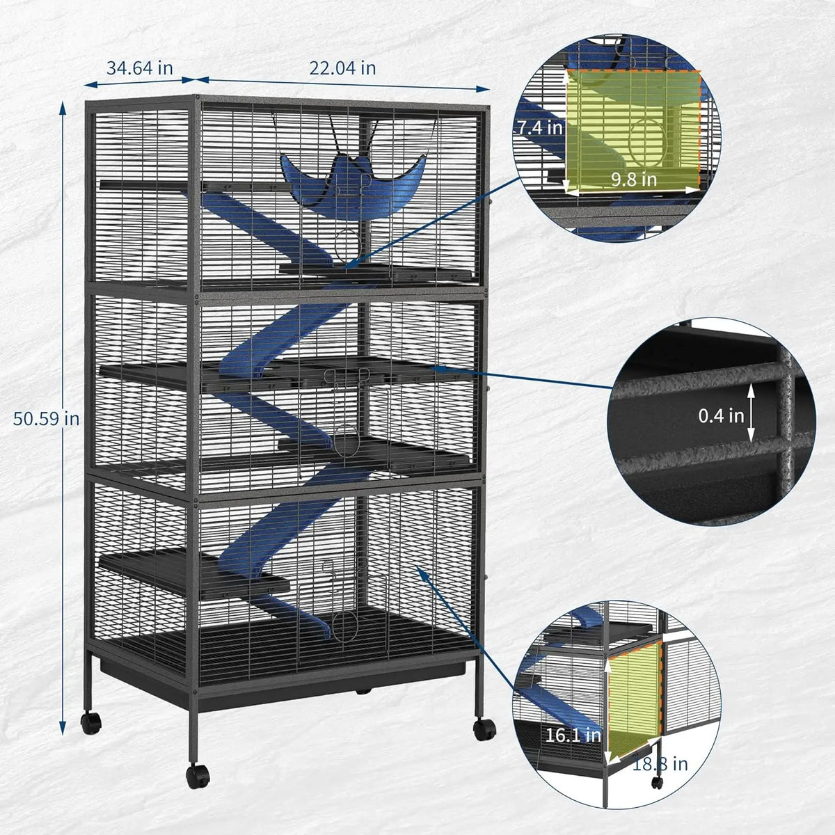 6-Tier Metal Small Animal Cage with Rolling Stand