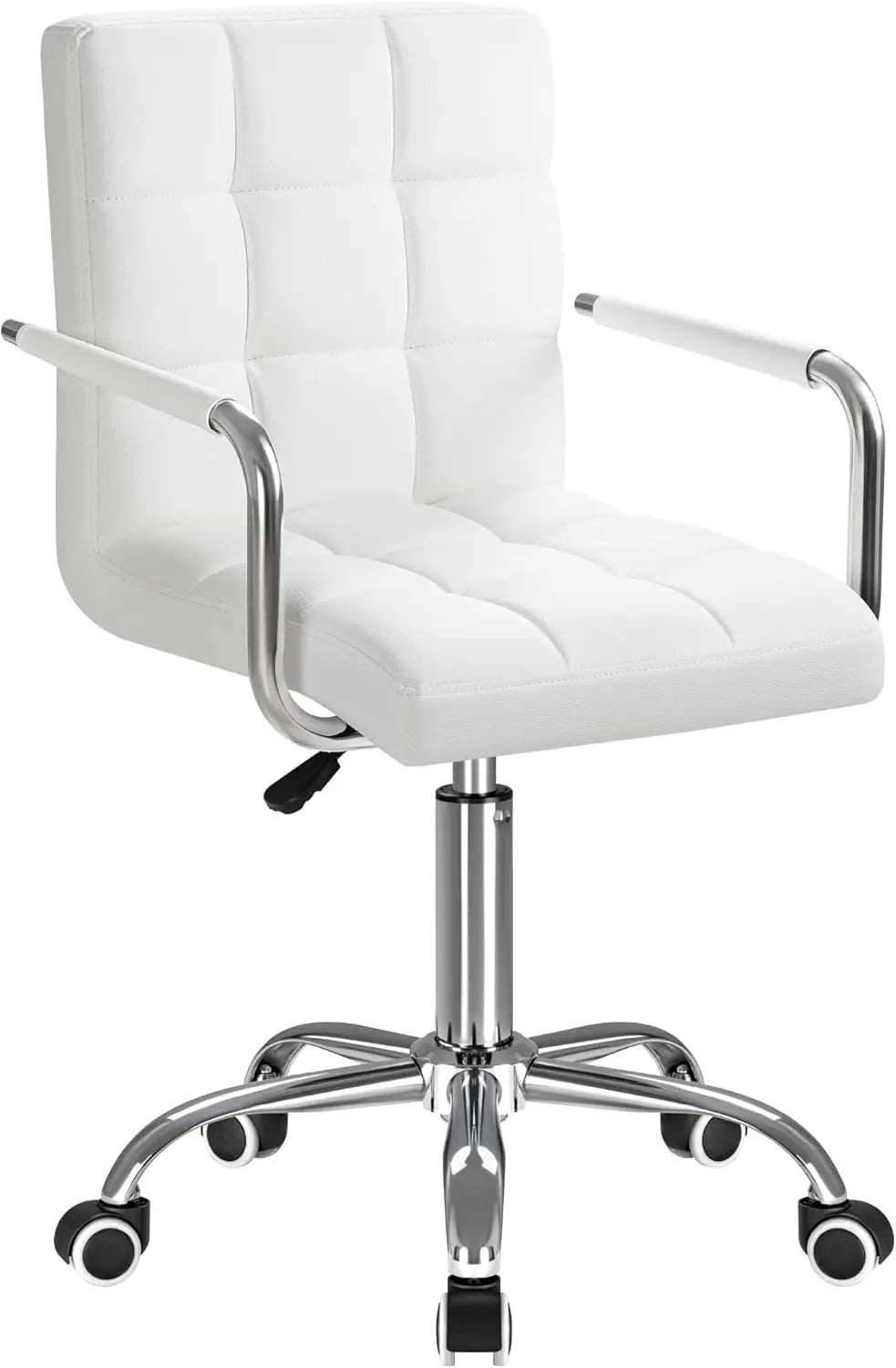 Modern Adjustable PU Leather Office Chair with Swivel Base & Arm Support