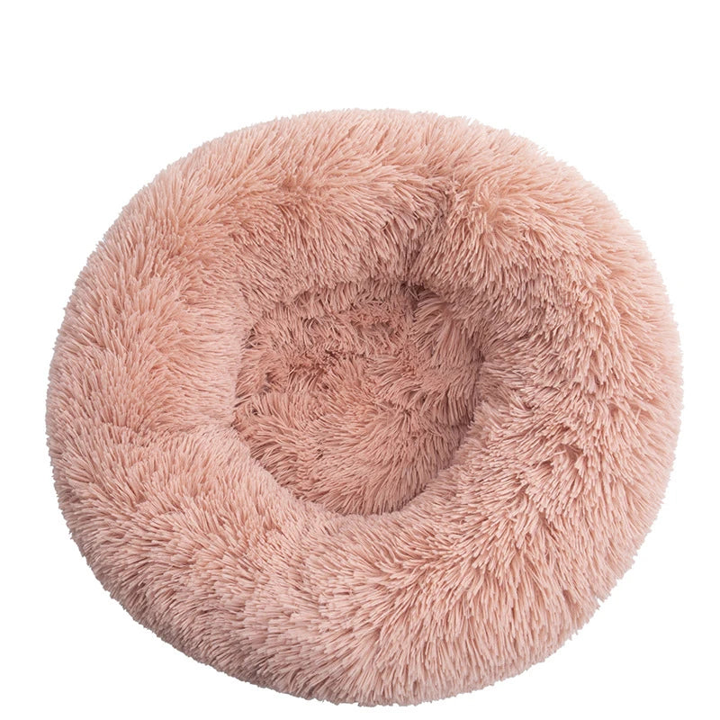 Plush Donut Dog Bed – Soft Calming Round Pet Bed