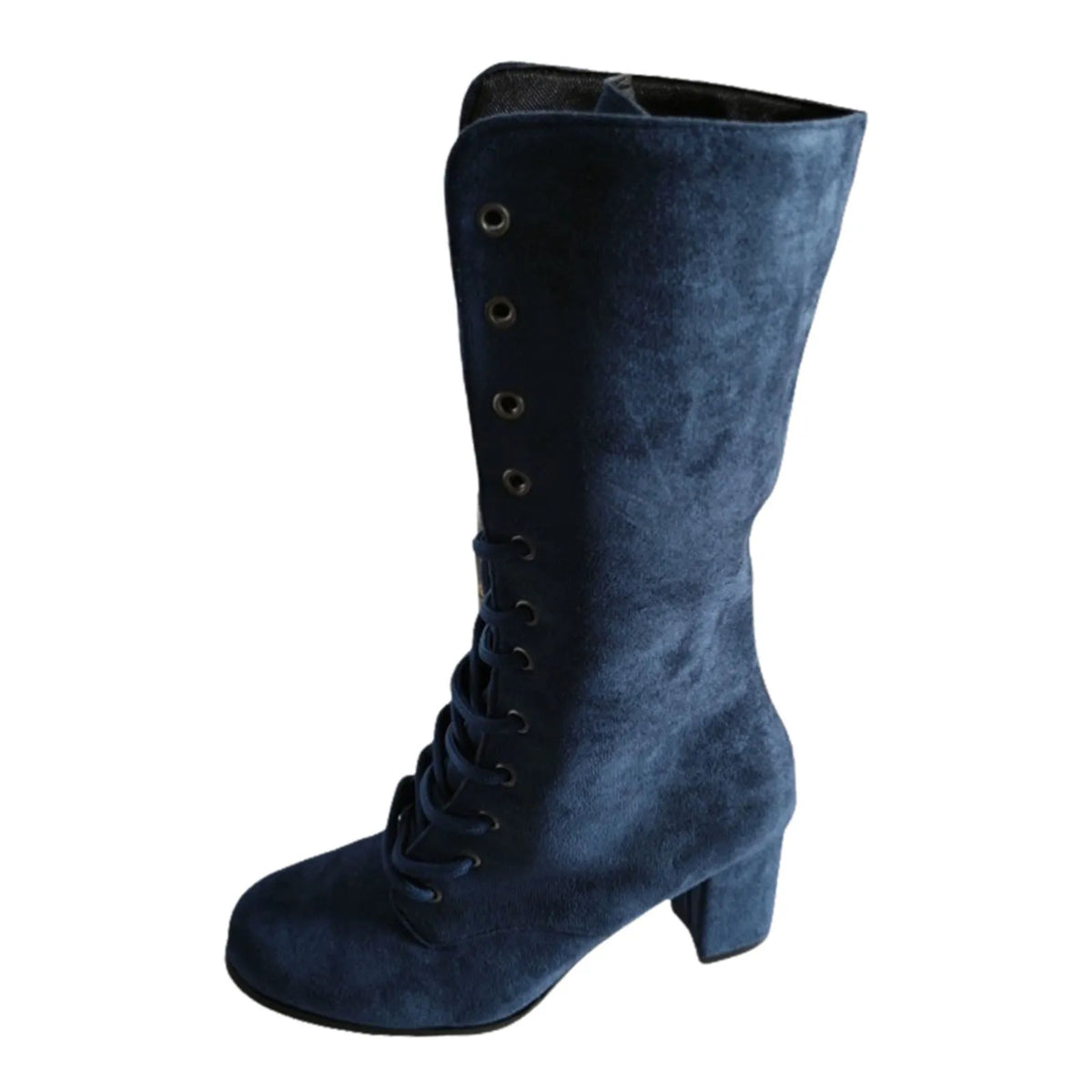 Women’s Lace-Up Mid-Calf Boots | Chunky Heel Fashion Boots