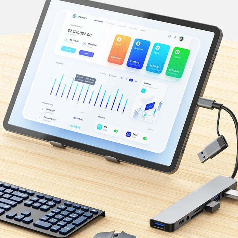 8-in-2 USB-C Docking Station Hub with HDMI, USB 3.0, SD/TF Card Reader & 3.5mm Audio Adapter