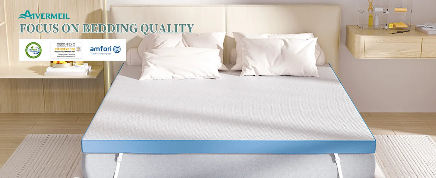 4 Inch Firm Mattress Topper Queen Size 60x80 Inch Extra Support, Gel-Infused High-Density Memory Foam Mattress Bed Topper .