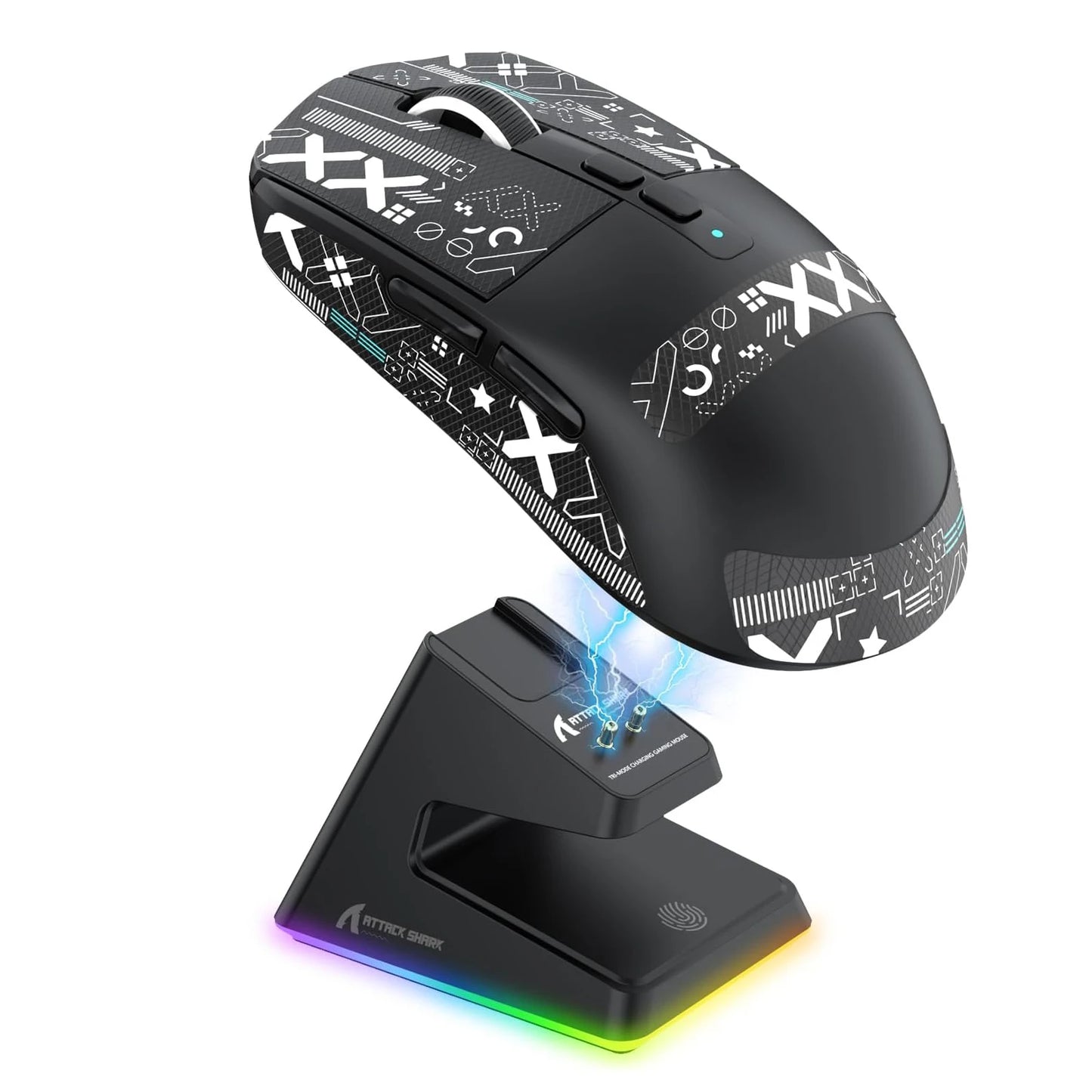 ATTACK SHARK X6 Lightweight Wireless Gaming Mouse, RGB Backlit Tri-Mode Mouse with PAW3395 Sensor for PC, Laptop & Mac