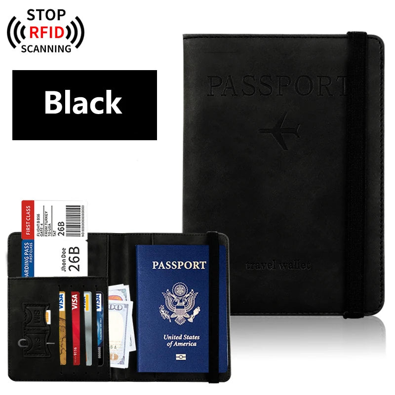 RFID Blocking Passport Holder Travel Wallet | Passport Cover with Card Slots | Travel Document Organizer | Slim Passport Case