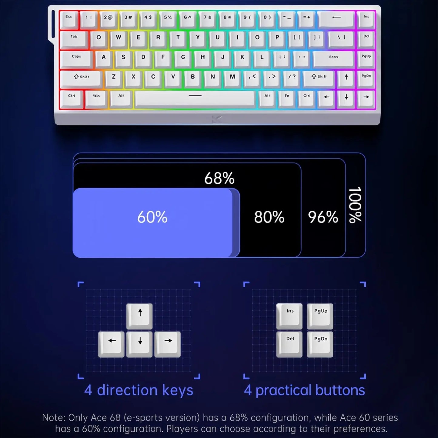 MCHOSE ACE 68 Magnetic Switch Gaming Keyboard . Hall Effect Rapid Trigger Mechanical Keyboard