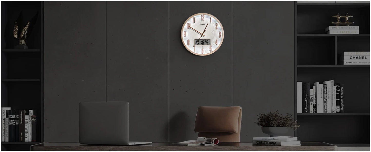 TIMESS Smart Luminous Wall Clock with Digital Display & Night Light