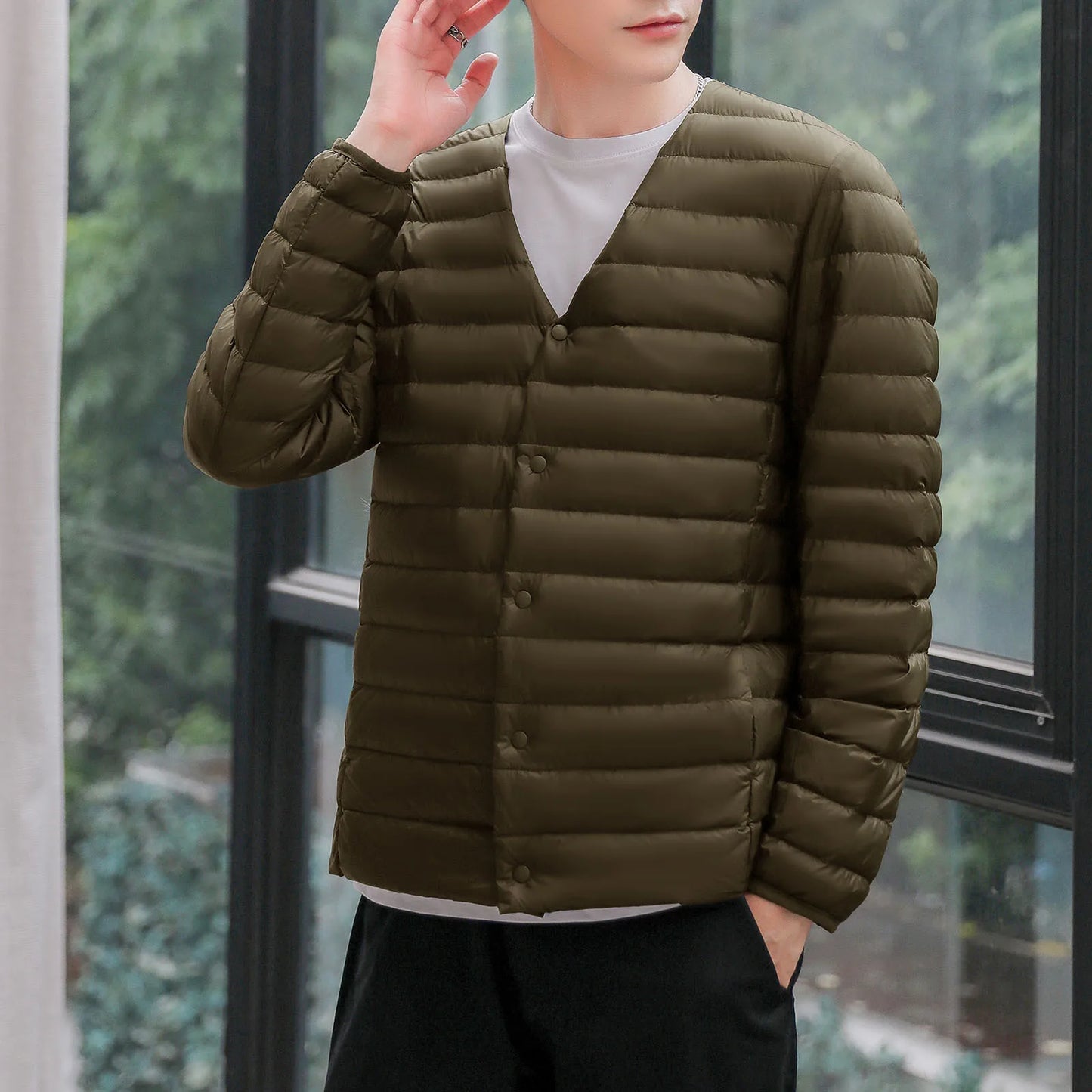 Men’s Ultra Light Winter Puffer Jacket. Warm Casual Waterproof Coat