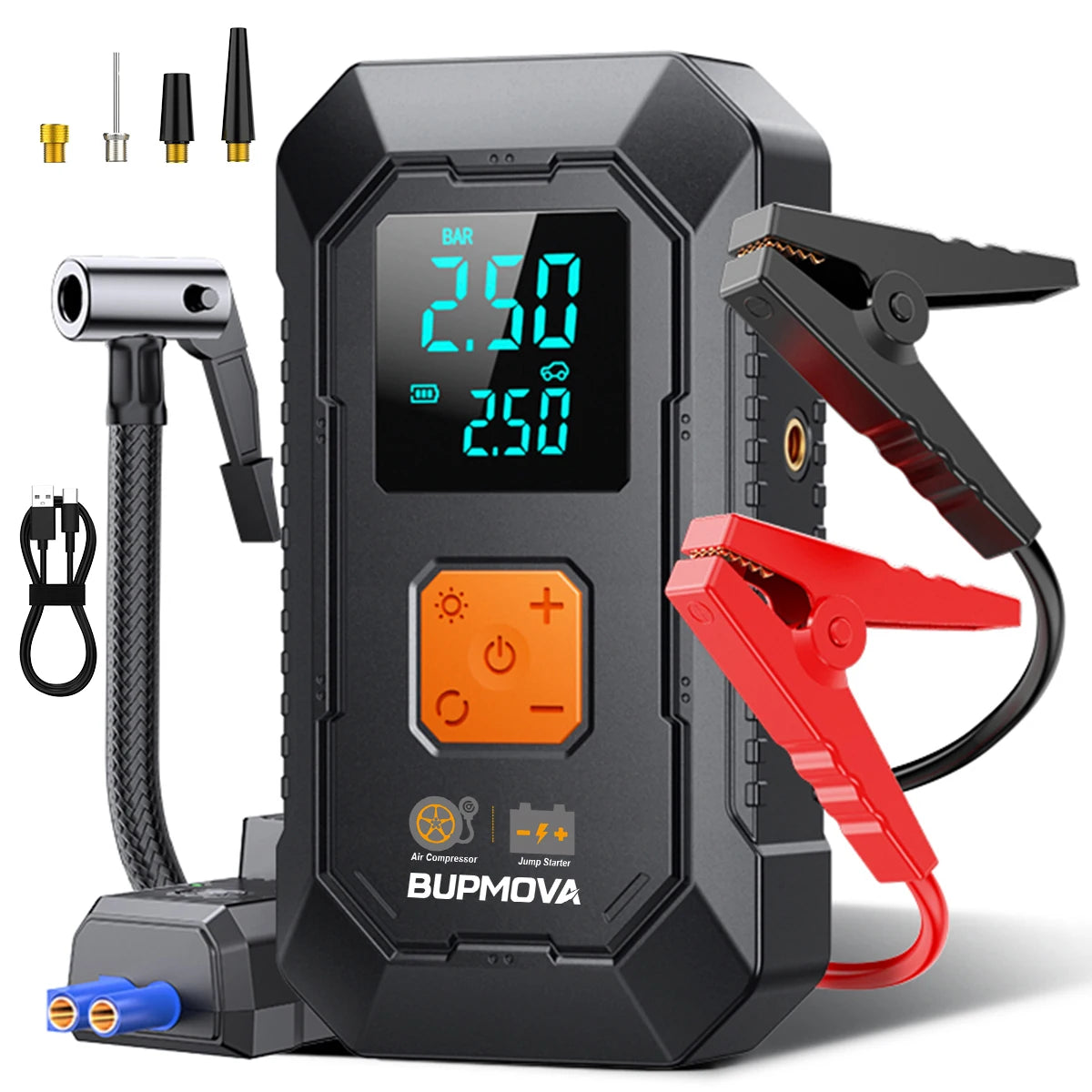 Portable Car Jump Starter with Air Compressor LCD Display 21800mAh Battery Pack