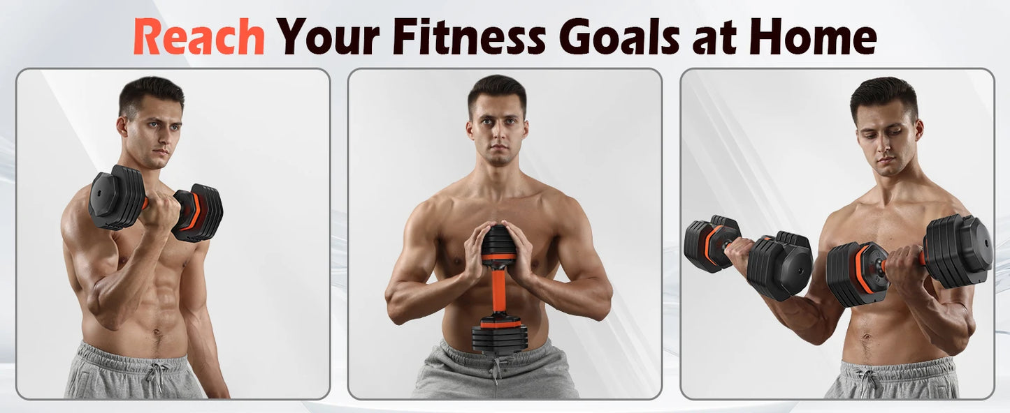 Adjustable Dumbbell Set 5LB–25LB Pair for Home Gym Strength Training