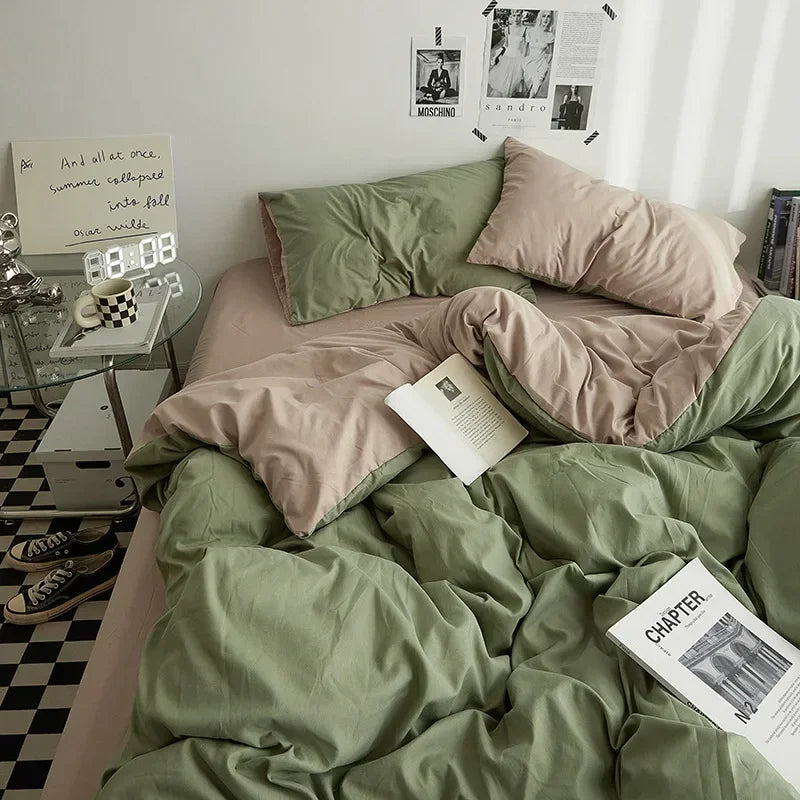 Soft Solid Color Duvet Cover Set. Modern Cozy Bedding