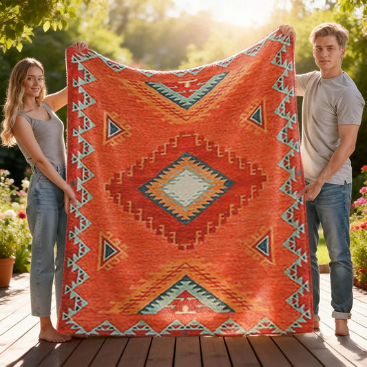 Southwestern Tribal Bohemian Fleece Throw Blanket. Soft Cozy Aztec Blanket for Bed, Couch & Home Décor  Description
