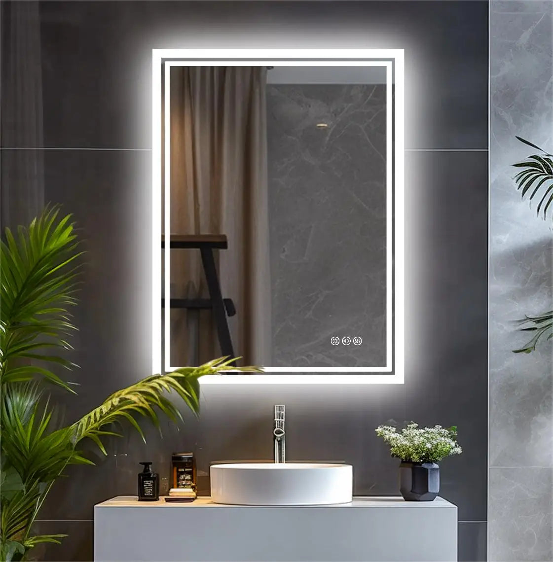 LED Bathroom Mirror Illuminated Wall Mounted Touch Light
