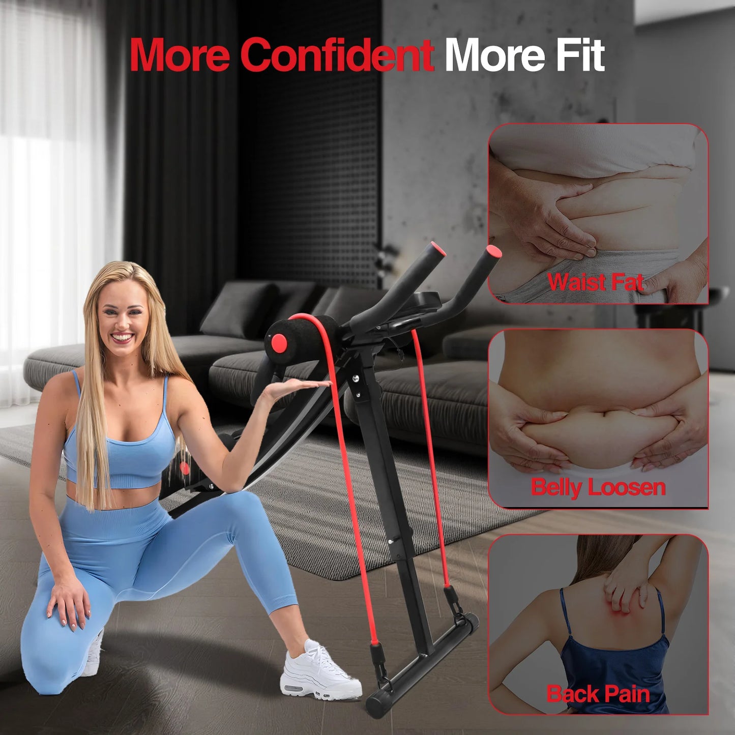 Foldable Abdominal Trainer Machine . Adjustable Core Workout Equipment with 440 lb Capacity