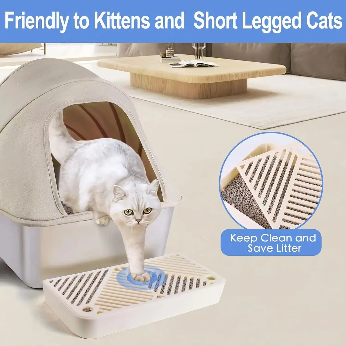 XL Large Enclosed Cat Litter Boxes, Metal High Sided Litter Box Features Leak-Proof Design, Includes Scoop for Easy Cleaning