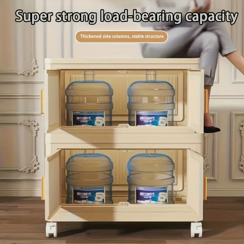 3/4-Tier Foldable Cabinet, Plastic Bins, Portable Wardrobe Organizer, Rolling Stackable Drawers. For Bedroom, Living Rm, Office,