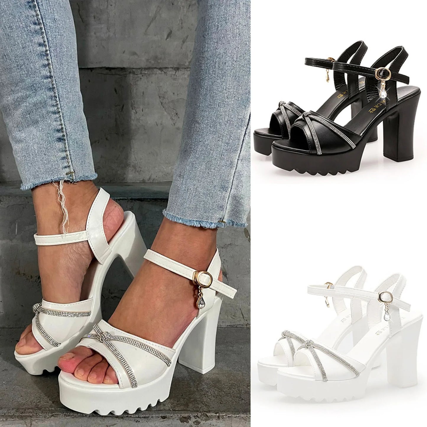 Elegant Chunky Heel Platform Sandals for Women
