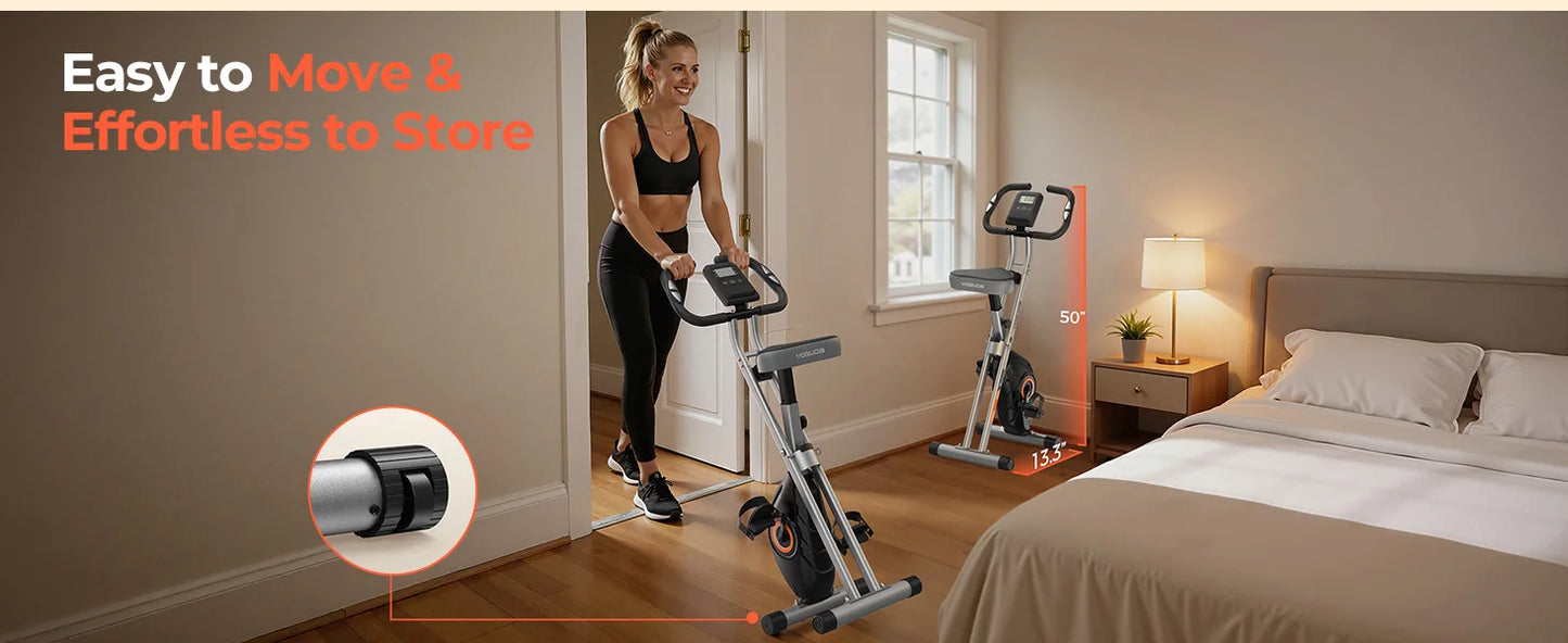 Foldable Exercise Bike for Home Cardio Workouts with Adjustable Resistance