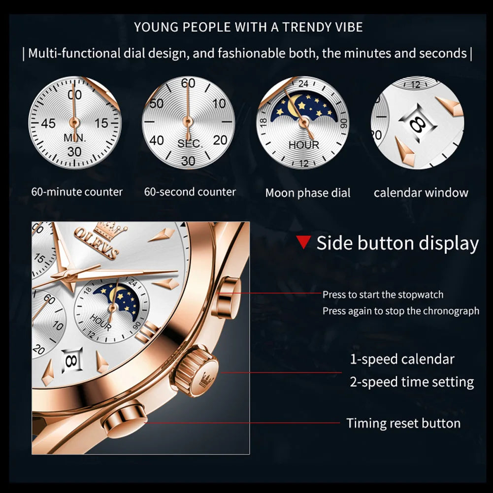Men’s Elegant Dress Watch – Rose Gold-Tone Case & Brown Leather-Style Strap