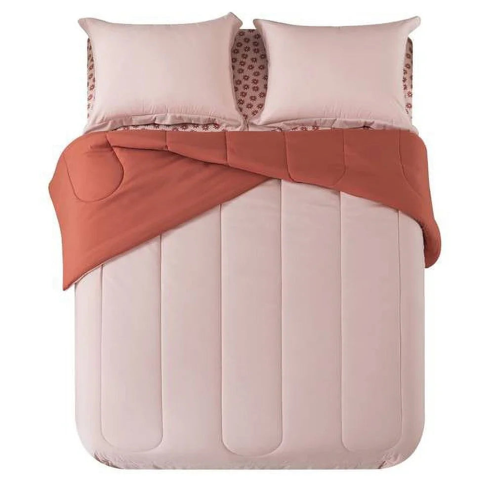 7 Piece Reversible Bed in a Bag Comforter Set with Sheets Hypoallergenic Soft Polyester Kids Teens Adults Storage Bag