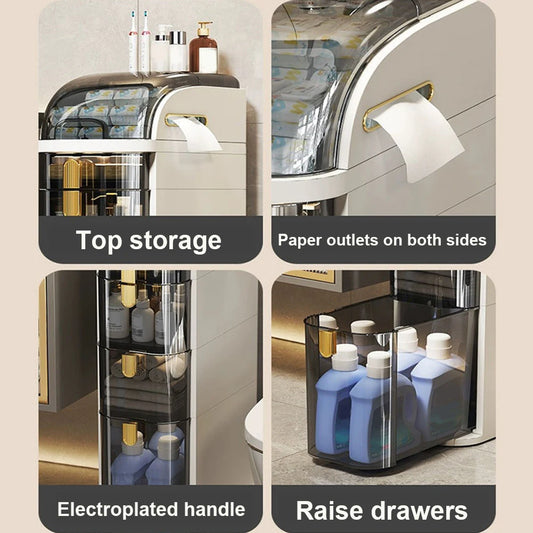 Bathroom Storage Cabinet Waterproof Toilet Drawer Installation-Free Narrow Kitchen Organizer Rack Shelves Narrow Cabinet Storage