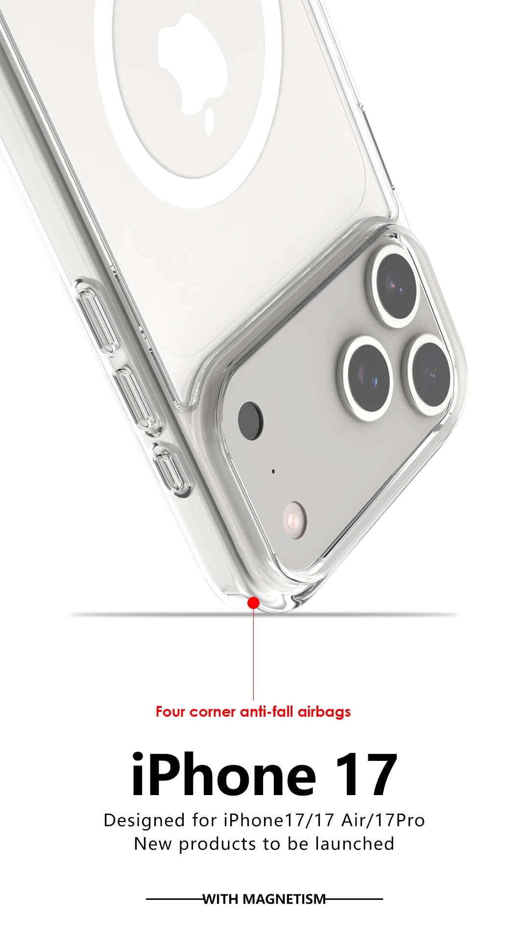 Clear Magnetic Shockproof Phone Case with Wireless Charging Compatibility