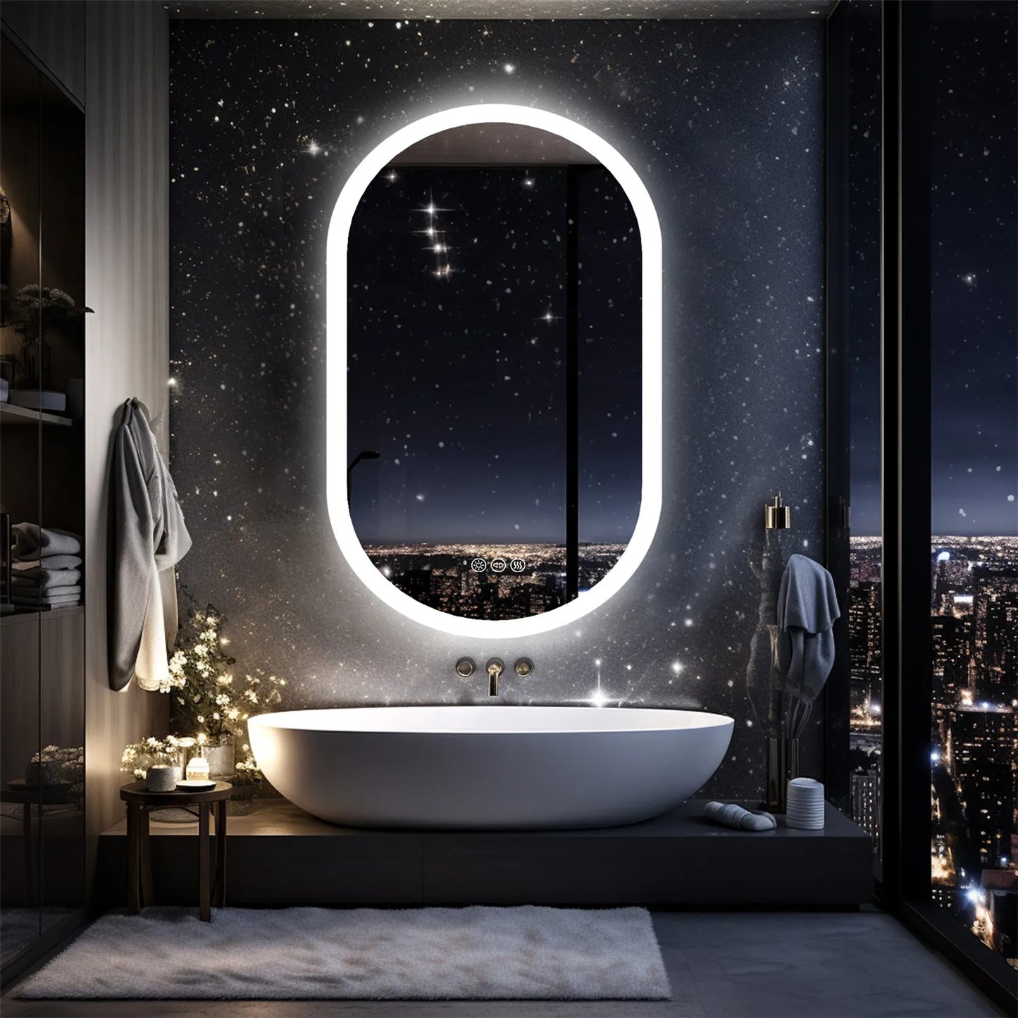 Backlit Smart LED Bathroom Mirror Oval Dimmable Anti Fog