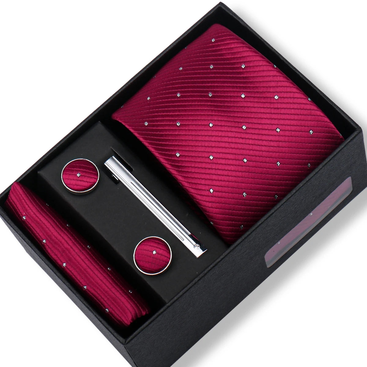 Tie Men With Box Top Quality Business Ties Hanky Cufflink Set Clips Green Necktie Corbatas For Men Wedding In Gift Box Gravatas