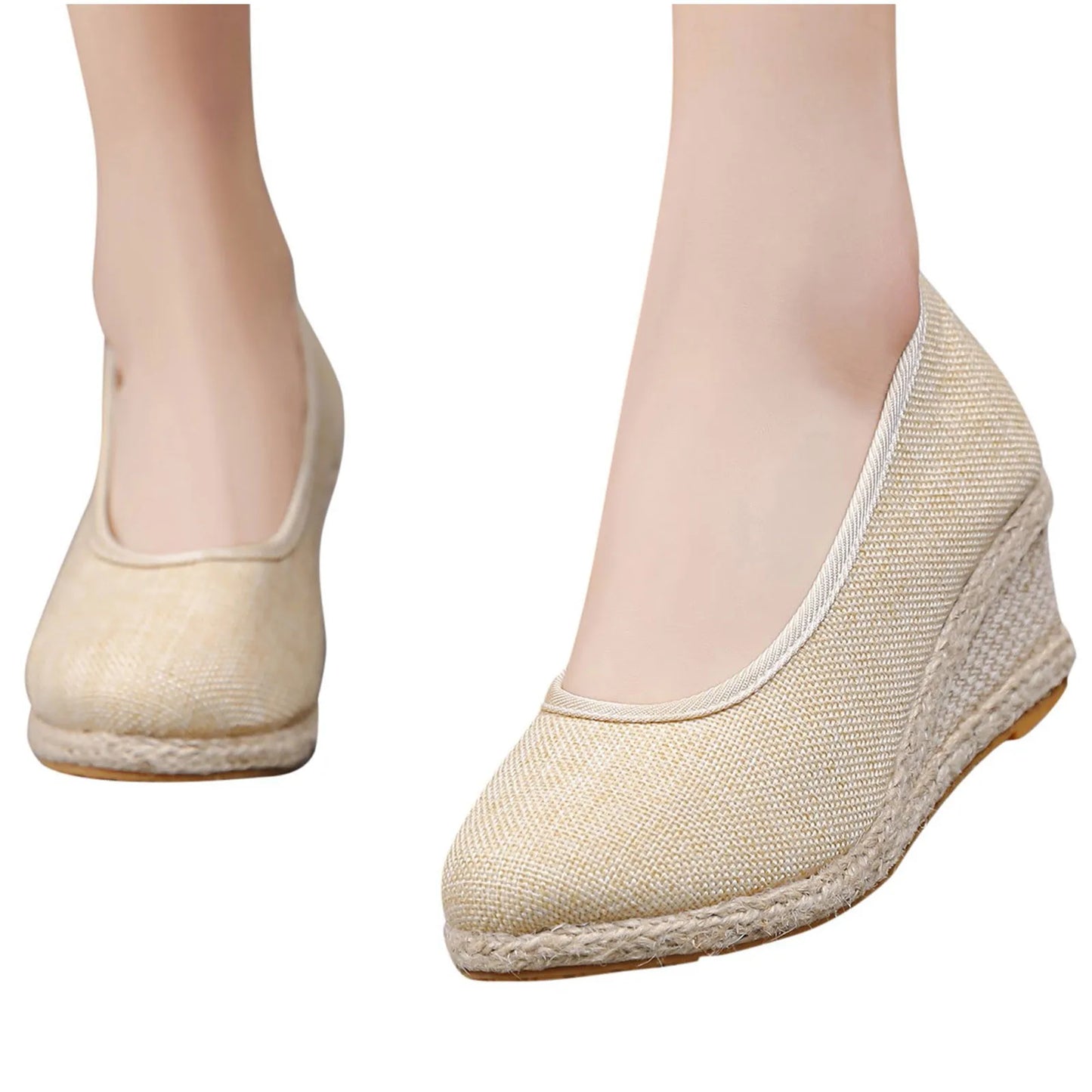 Wedges Woman Spring Summer Espadrilles Women Casual Slip-On Loafers Heeled Shoes Comfort Shallow Pumps Footwear Zapatos Mujer