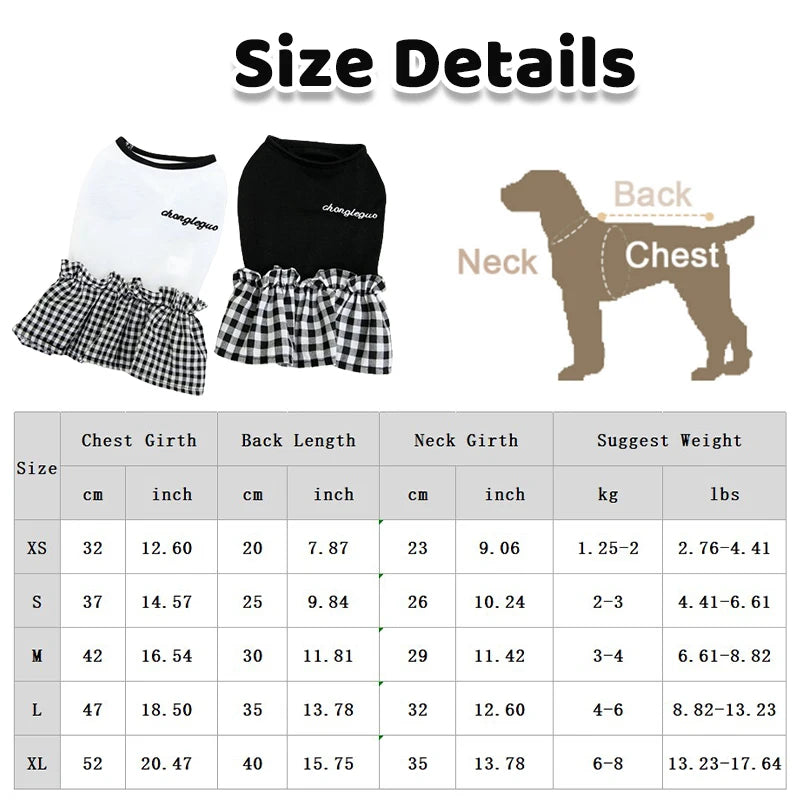 Luxury Plaid Summer Pet Dress for Small Dogs & Cats