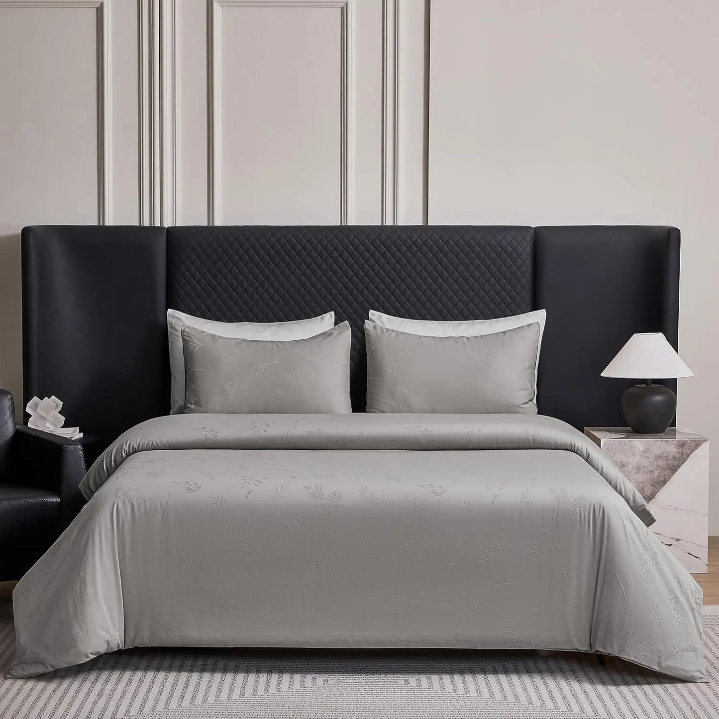 Simple&Opulence 100% Cotton Duvet Cover Luxury Hotel Tropical Plants Cooling Bedding Soft & Cozy Breathable Bedding Set