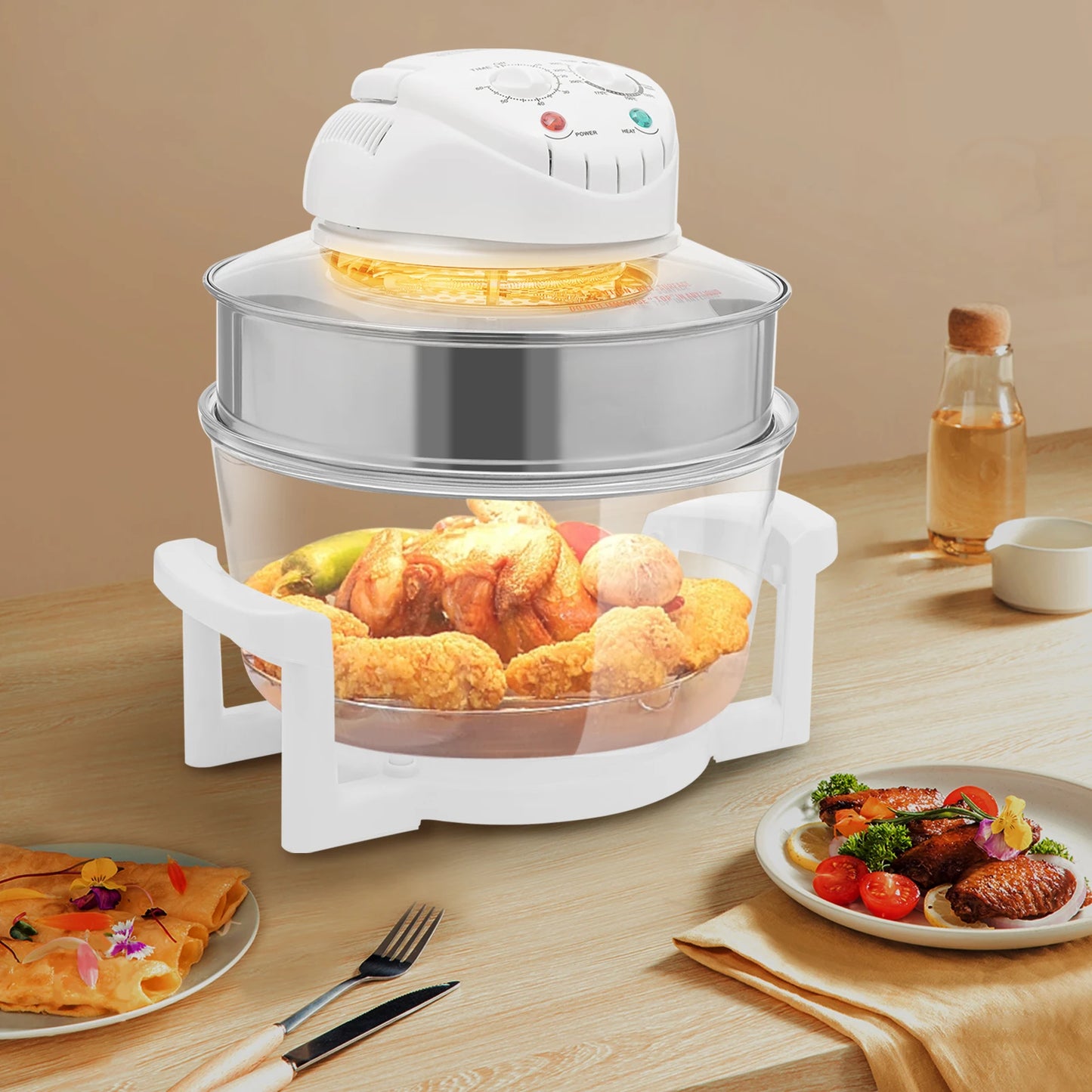 17.96QT Large Capacity Digital Air Fryer Oven 1200W–1400W with 360° Hot Air Circulation