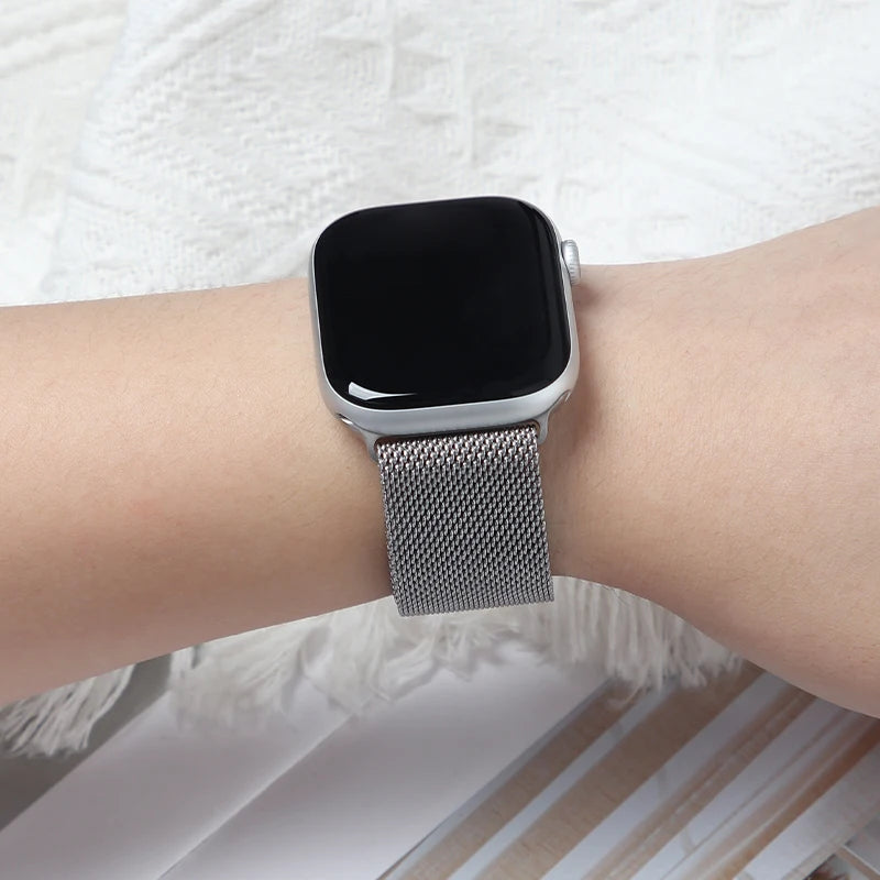 Milanese Magnetic Loop Band for Apple Watch . Stainless Steel Mesh Strap Compatible with 38mm–49mm Models