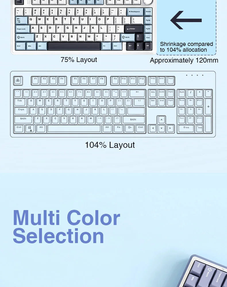 AULA F75 Wireless Mechanical Gaming Keyboard .Bluetooth, 2.4G & Wired RGB Keyboard with Hot-Swappable Keys
