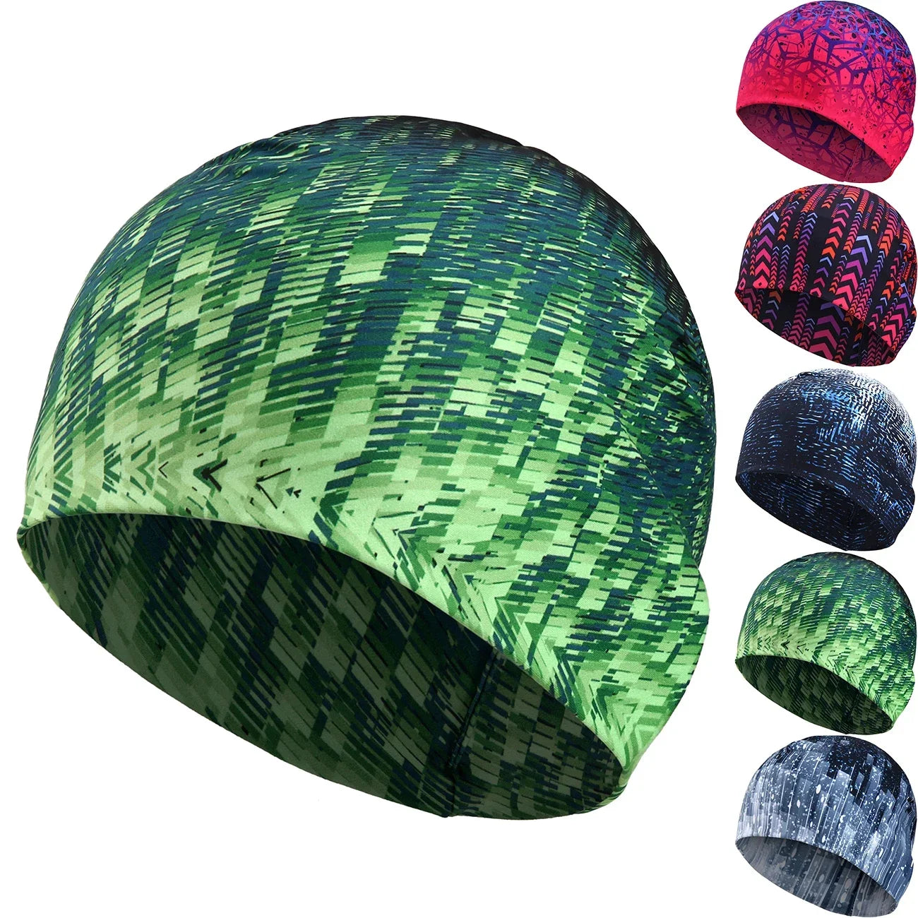 Winter Fashion Print Running Hats Cycling Helmet Liner Hat Windproof Ski Lightweight Elastic Skull Caps for Men Women