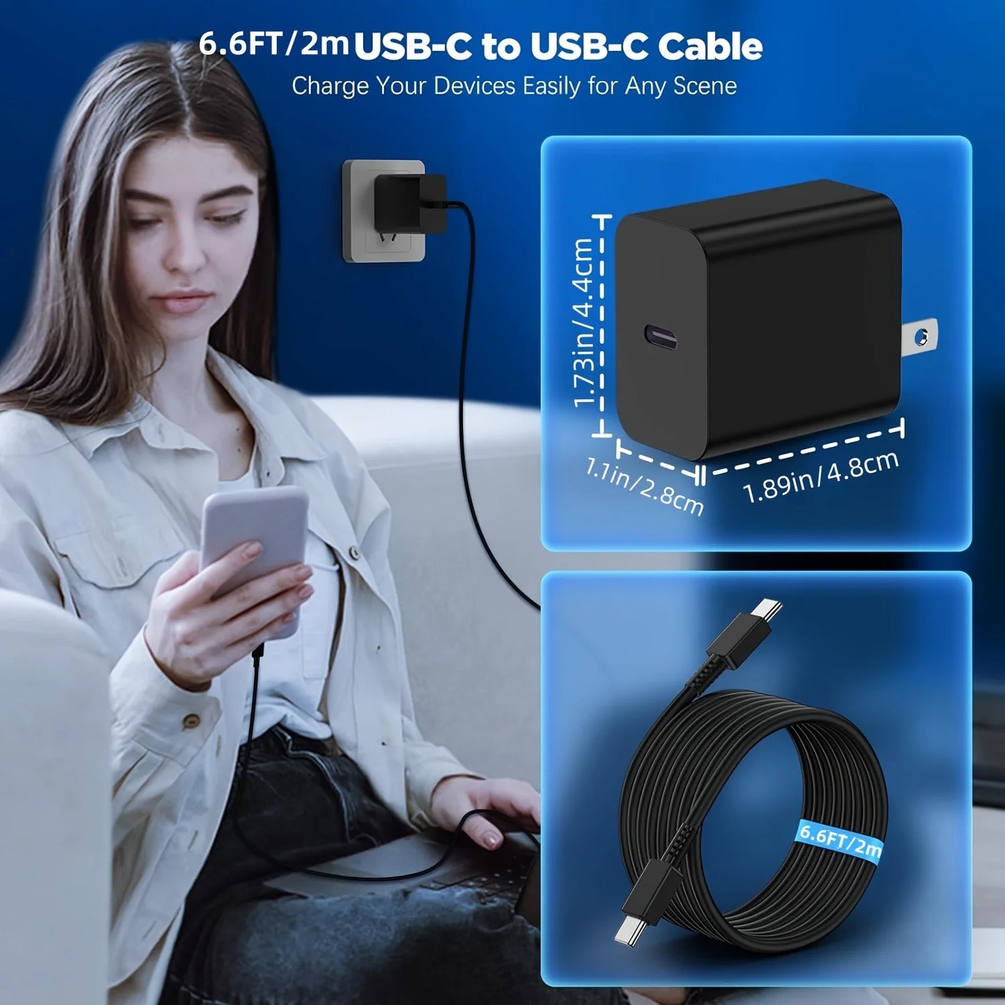 2Pack 45W For Samsung Charger With 6.6FT USBC To USBC Cable For Galaxy S24 Ultra/S24+/S23 S22 S21 Ultra/Plus, IPad Pro/Air/Mini