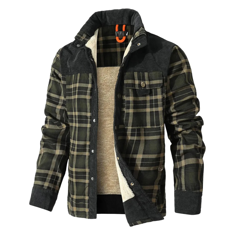 Men’s Sherpa Lined Plaid Bomber Jacket