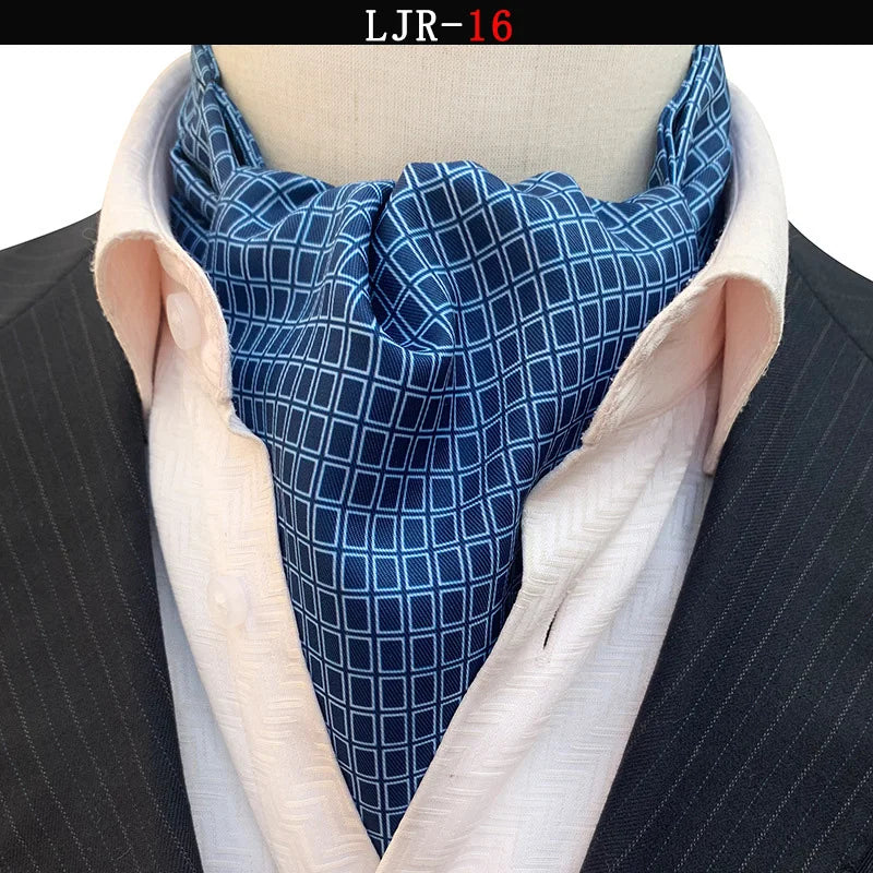 Luxury Men’s Ascot Tie & Pocket Square Set for Weddings, Business & Formal Wear