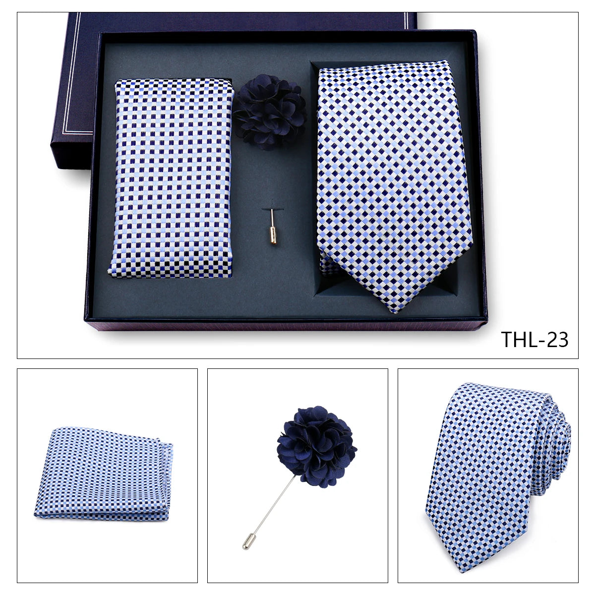 Luxury Men’s Paisley Necktie Gift Set. Silk Tie, Pocket Square, Cufflinks & Gift Box for Weddings & Business