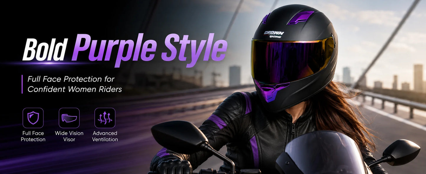 Crown Racing F-700 Full Face Motorcycle Helmet | Adult DOT-Style Street & Sport Bike Helmet with Tinted Visor