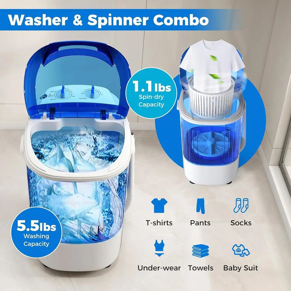 Mini Portable Washing Machine.  5.5 lb Compact Laundry Washer