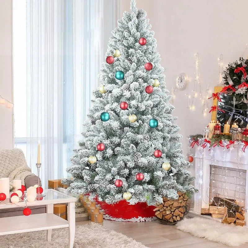 6FT–7FT Snow-Flocked Artificial Christmas Tree .Full Holiday Tree with Realistic Winter Branches